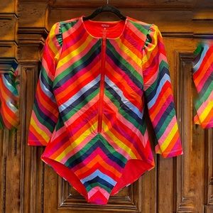 Stylest DreamSculpt Puff Sleeve Zip One Piece Bathing Suit